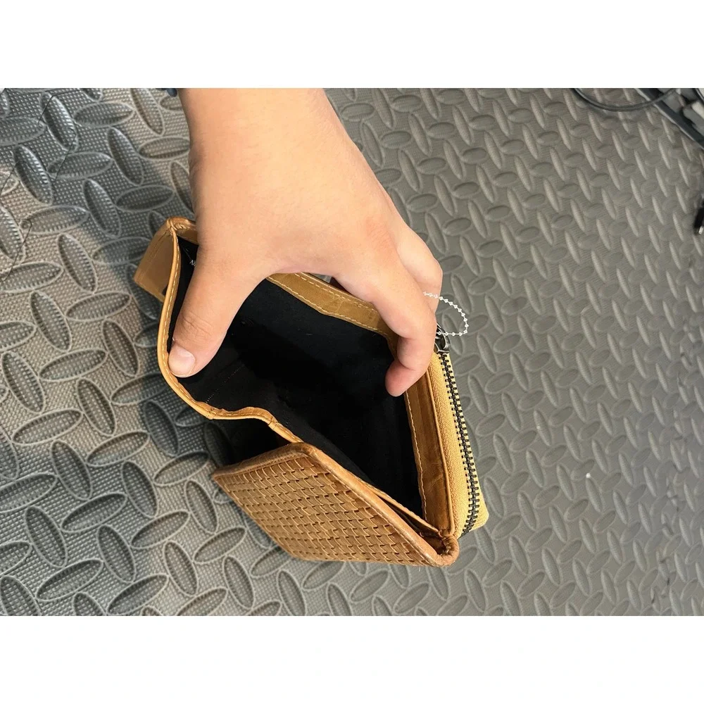 Harbour 2nd Wallet Womens OS Tan Leather Woven Zip Bifold Anchor Logo